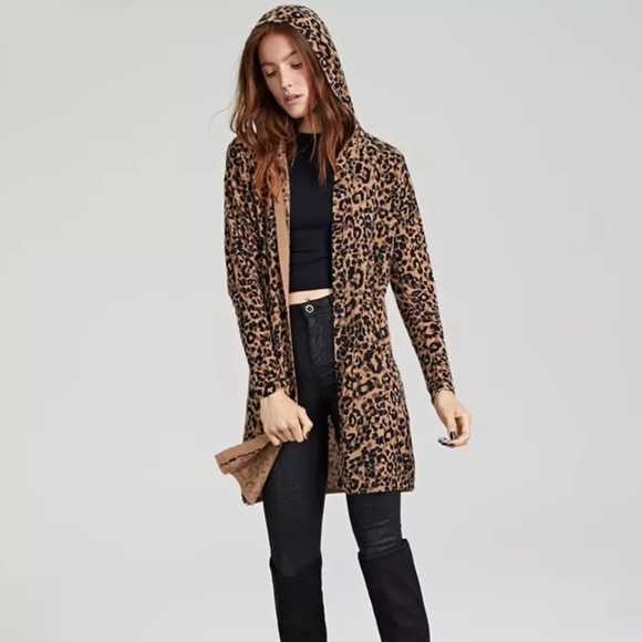 Charter Club Sweaters - CHARTER CLUB 100% Cashmere Hooded Cheetah-Print Cardigan XS and PP PRICE FIRMM